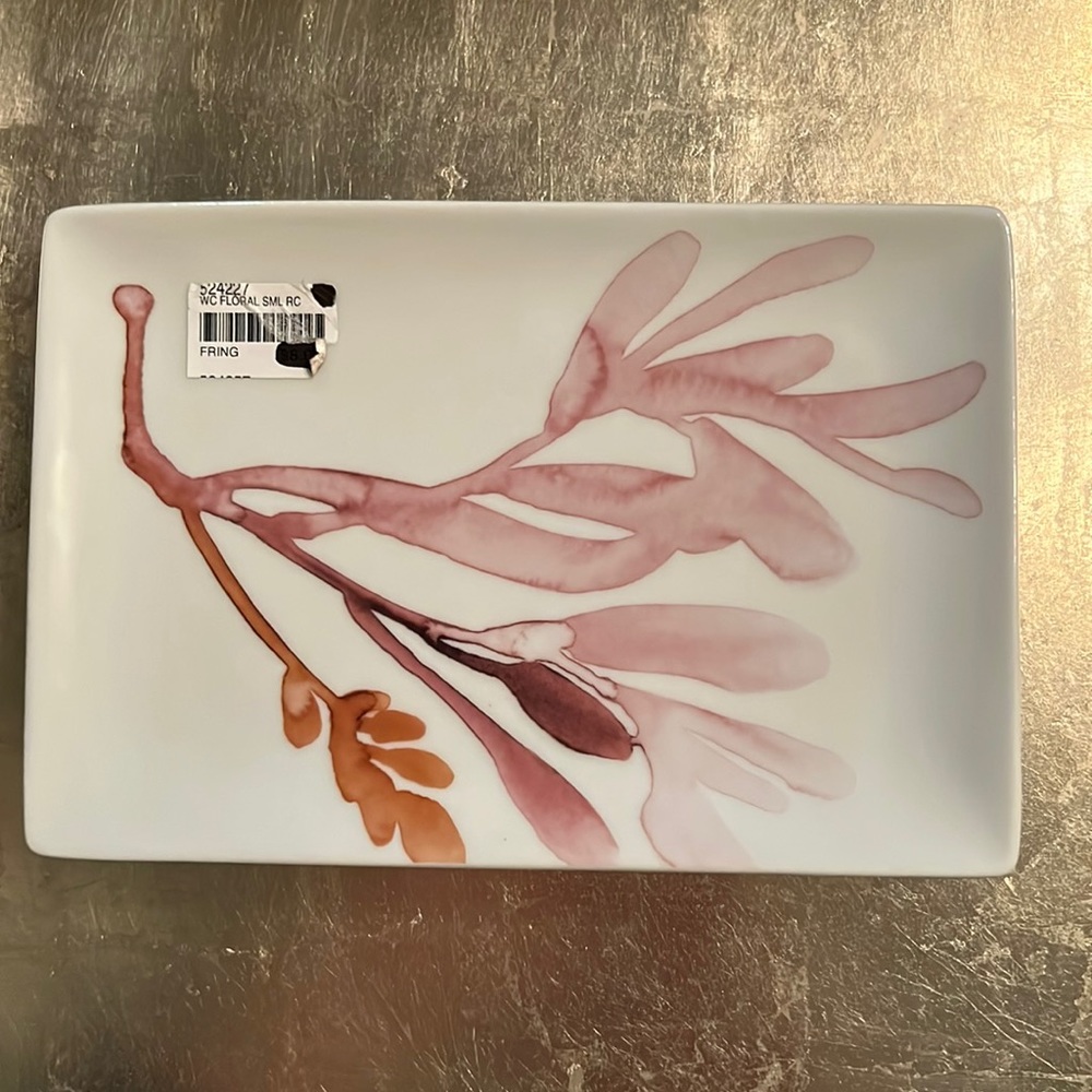 abstract watercolor branch “botanical” on ceramic tray-NWT